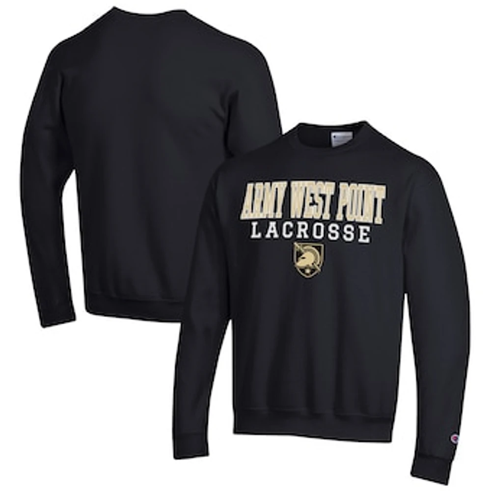 Men's Champion Black Army Knights Lacrosse Stack Pullover Sweatshirt