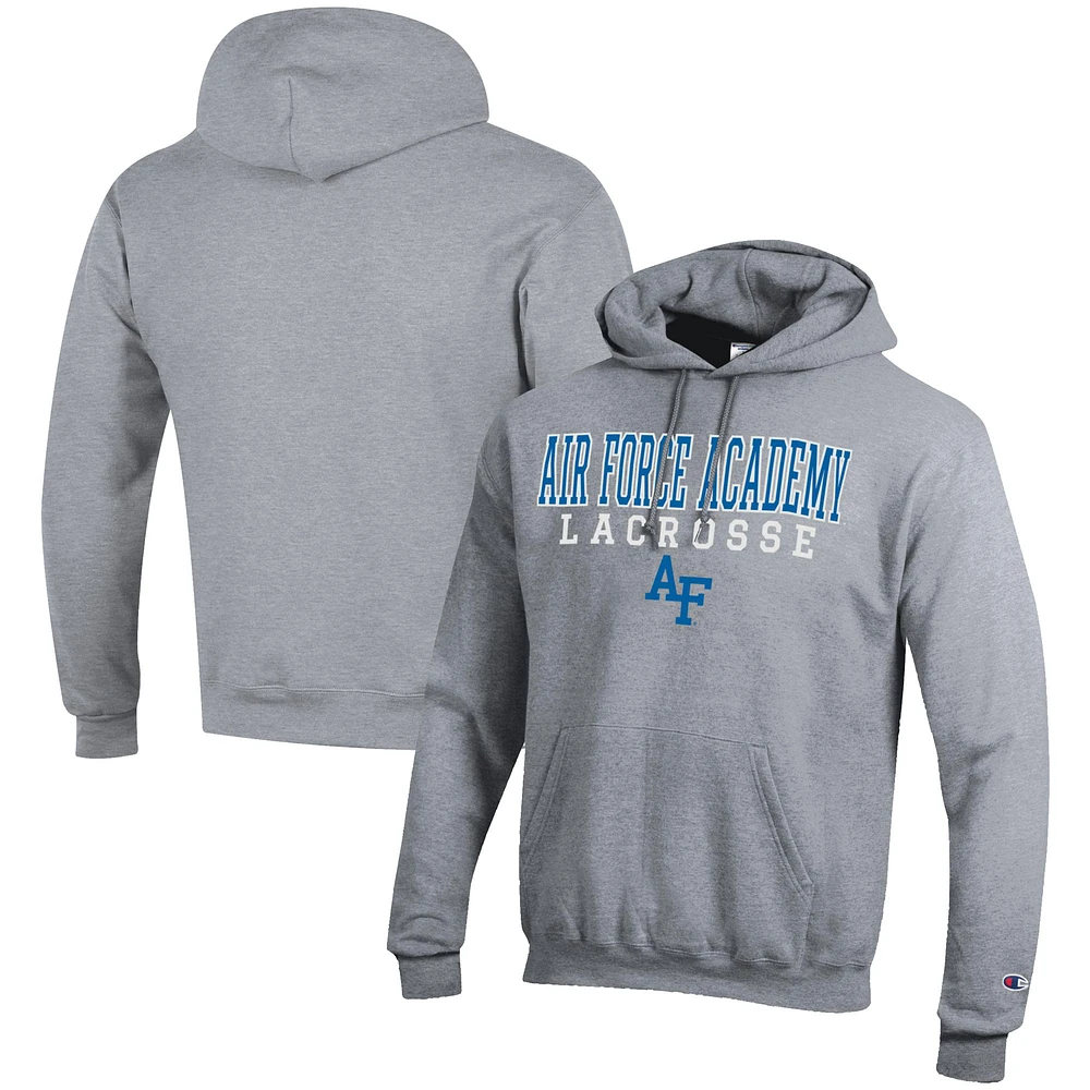 Men's Champion Gray Air Force Falcons Lacrosse Stack Pullover Hoodie