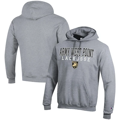 Men's Champion Gray Army Black Knights Lacrosse Stack Pullover Hoodie