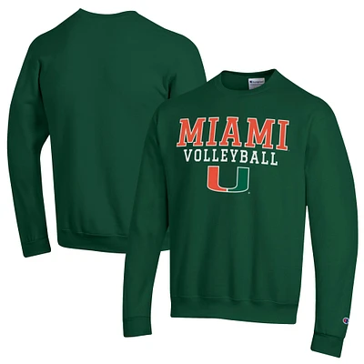 Men's Champion Miami Hurricanes Volleyball Stack Pullover Crewneck Sweatshirt