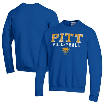 Men's Champion Royal Pitt Panthers Volleyball Stack Pullover Crewneck Sweatshirt