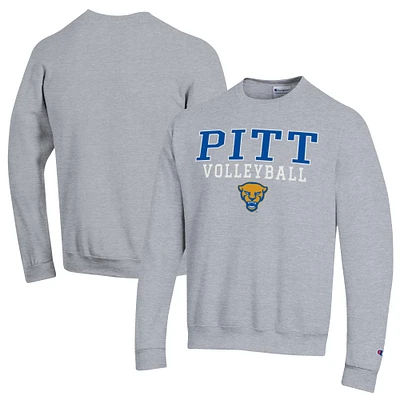 Men's Champion Gray Pitt Panthers Volleyball Stack Pullover Crewneck Sweatshirt