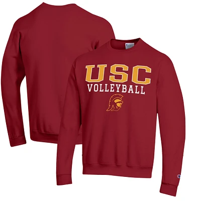 Men's Champion Cardinal USC Trojans Volleyball Stack Pullover Crewneck Sweatshirt
