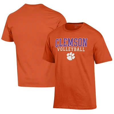 Men's Champion Orange Clemson Tigers Volleyball Stack T-Shirt