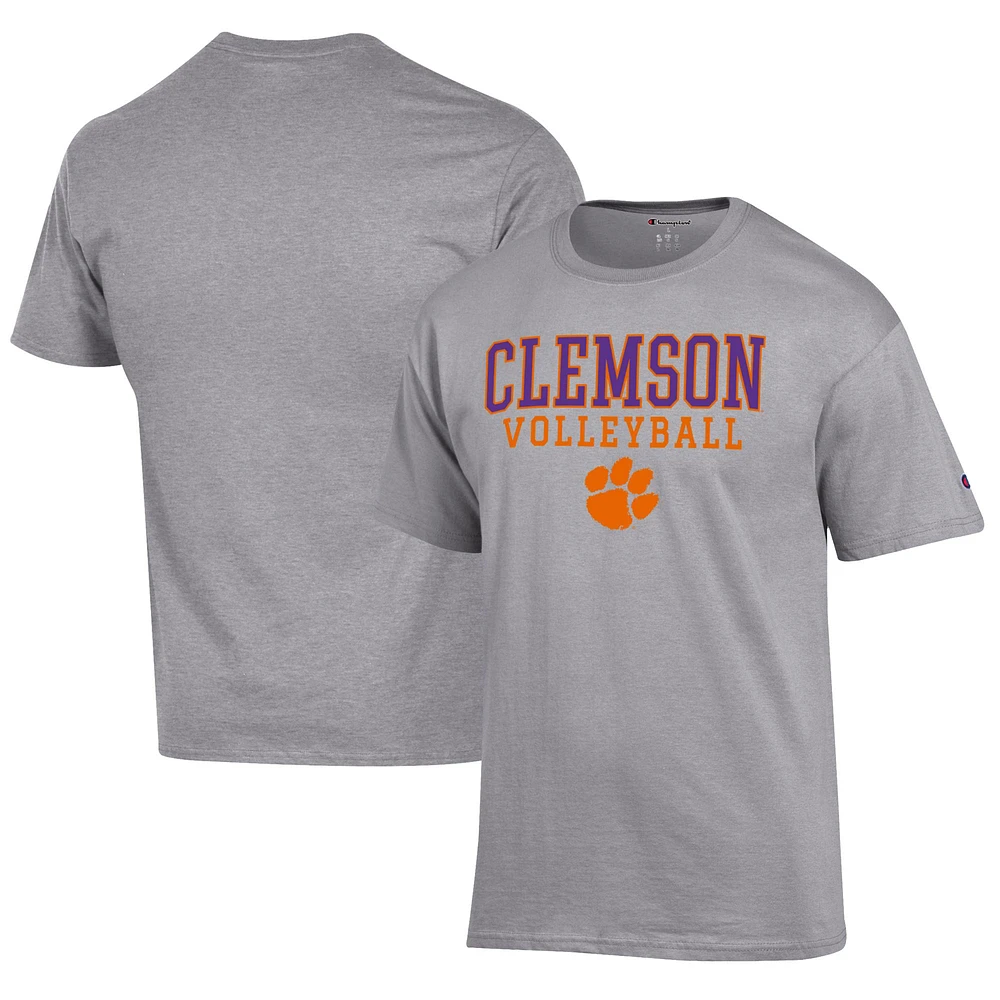 Men's Champion Gray Clemson Tigers Volleyball Stack T-Shirt