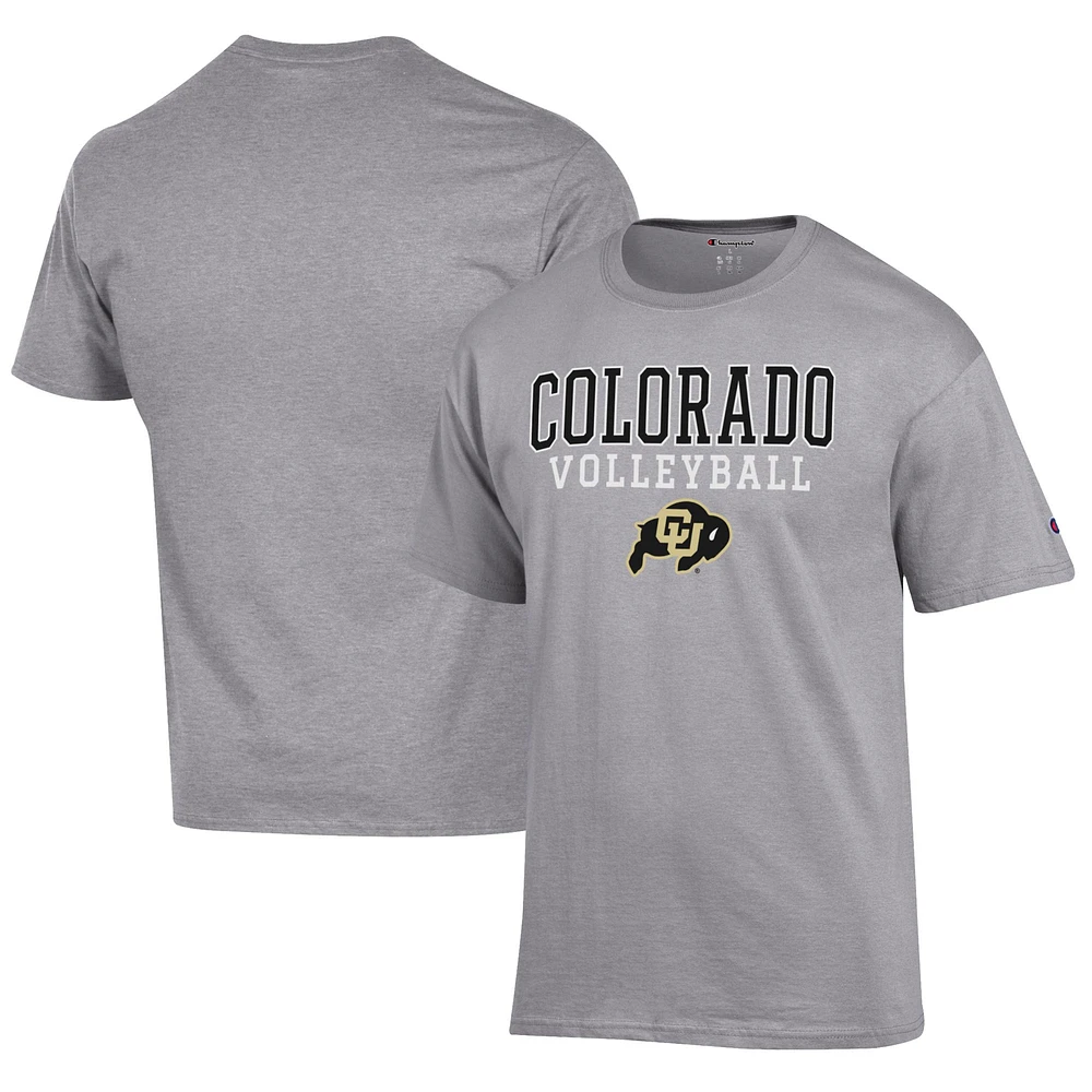 Men's Champion Gray Colorado Buffaloes Volleyball Stack T-Shirt