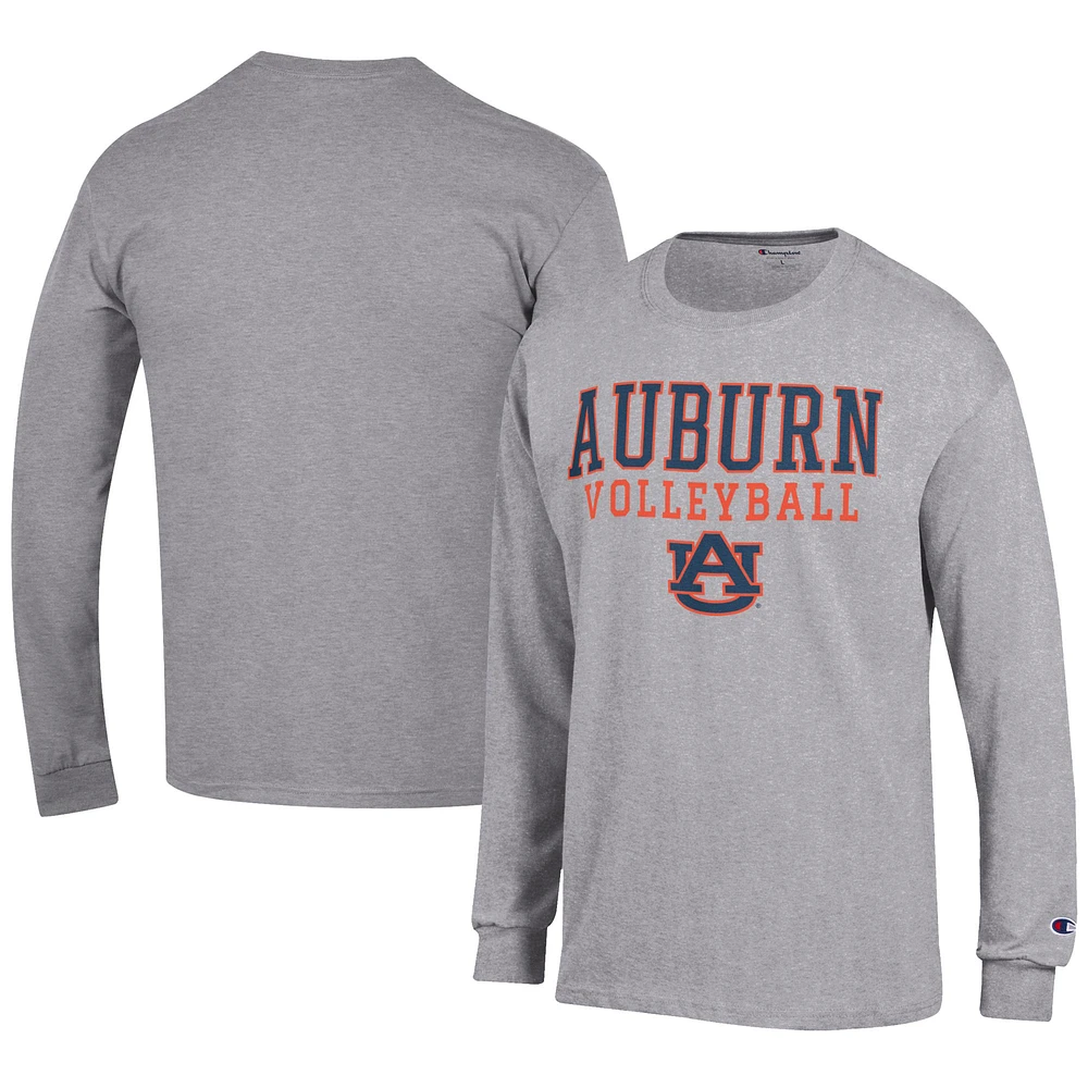 Men's Champion Gray Auburn Tigers Volleyball Stack Long Sleeve T-Shirt
