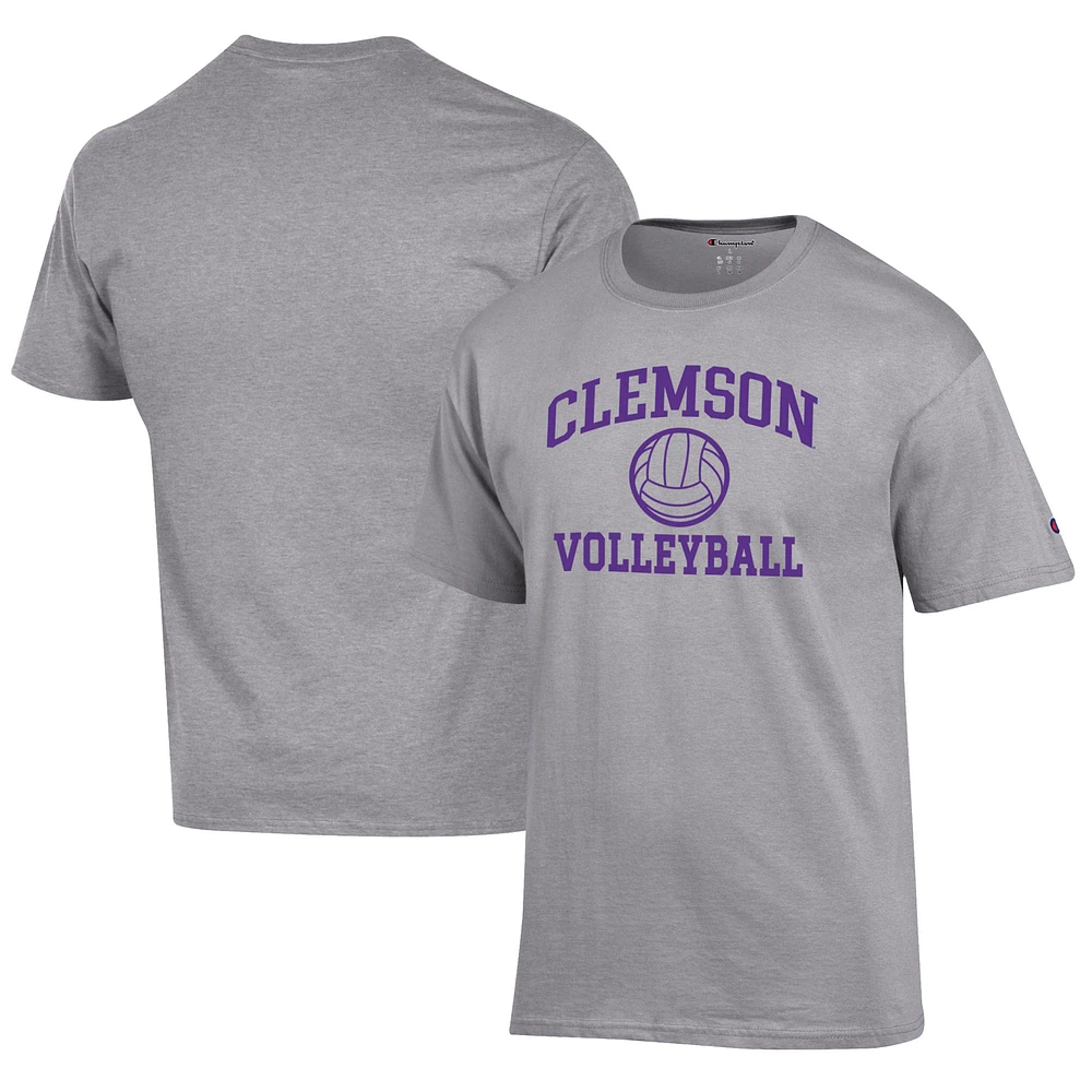 Men's Champion Gray Clemson Tigers Volleyball Icon T-Shirt