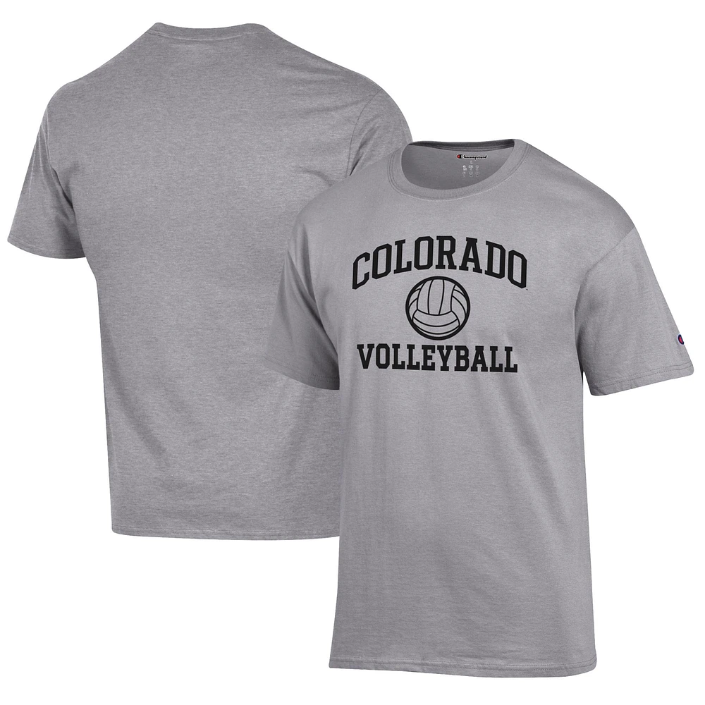 Men's Champion Gray Colorado Buffaloes Volleyball Icon T-Shirt