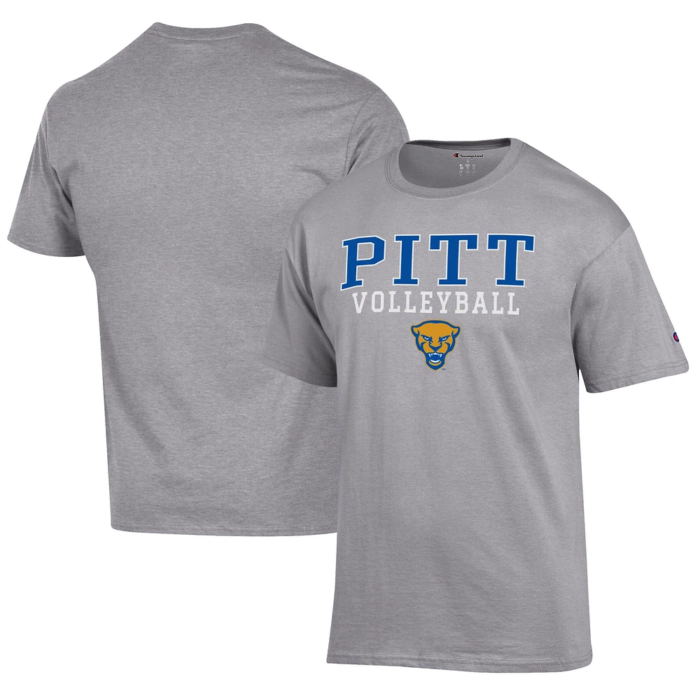 Men's Champion Gray Pitt Panthers Volleyball Stack T-Shirt