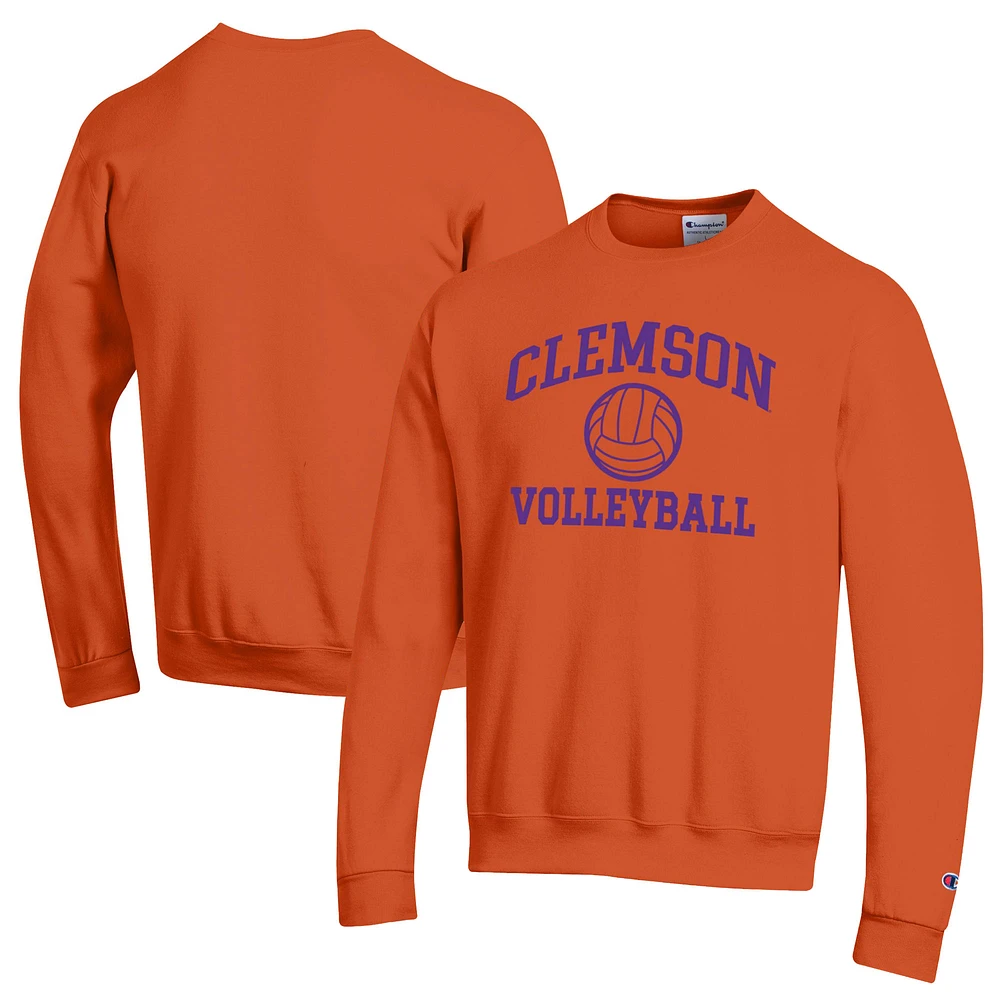 Men's Champion Orange Clemson Tigers Volleyball Icon Pullover Sweatshirt