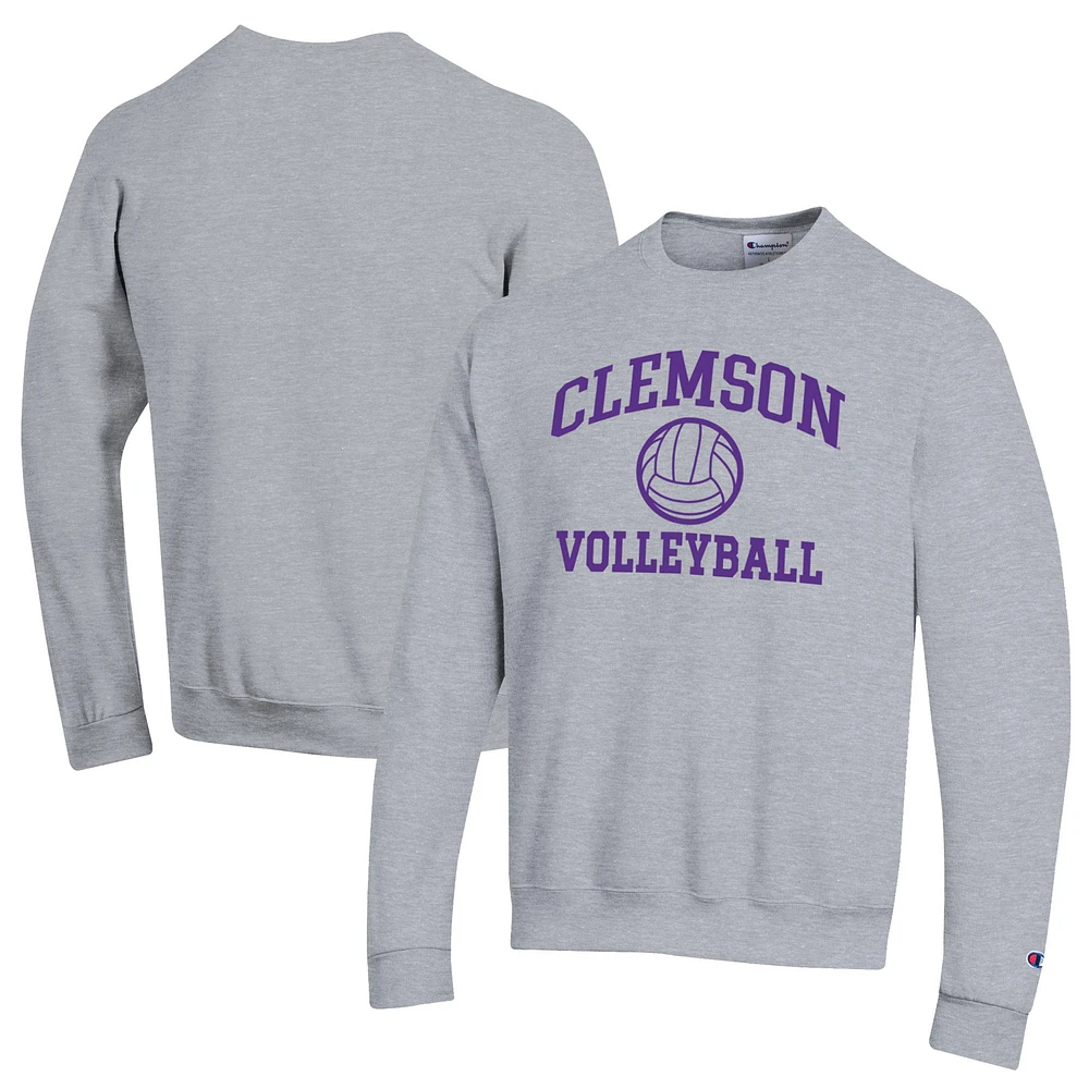 Men's Champion Gray Clemson Tigers Volleyball Icon Pullover Sweatshirt