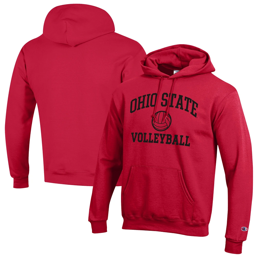 Men's Champion Scarlet Ohio State Buckeyes Volleyball Icon Pullover Hoodie