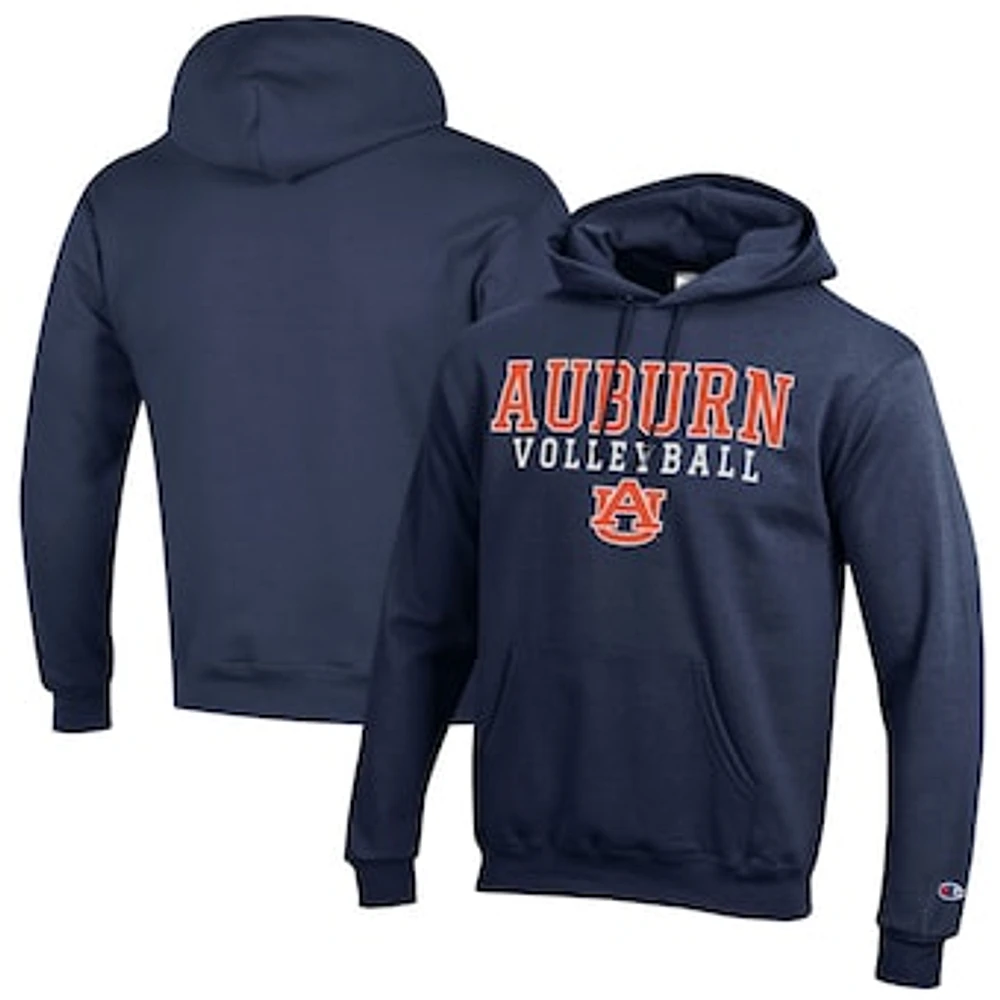Men's Champion Navy Auburn Tigers Volleyball Stack Pullover Hoodie