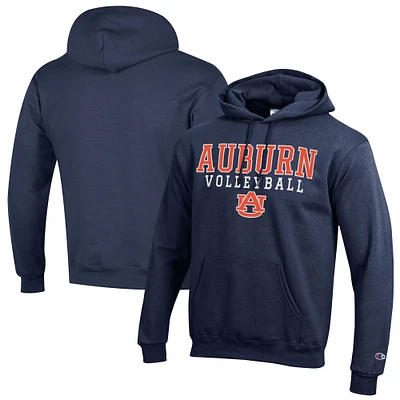 Men's Champion Navy Auburn Tigers Volleyball Stack Pullover Hoodie