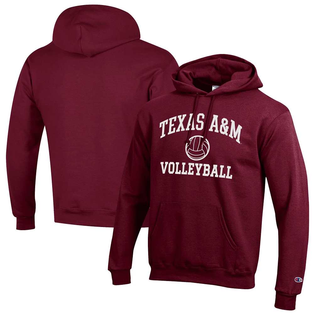 Men's Champion Maroon Texas A&M Aggies Volleyball Icon Pullover Hoodie