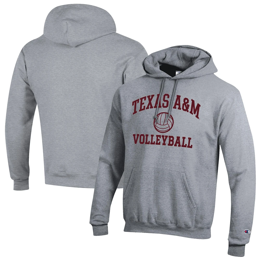 Men's Champion Gray Texas A&M Aggies Volleyball Icon Pullover Hoodie