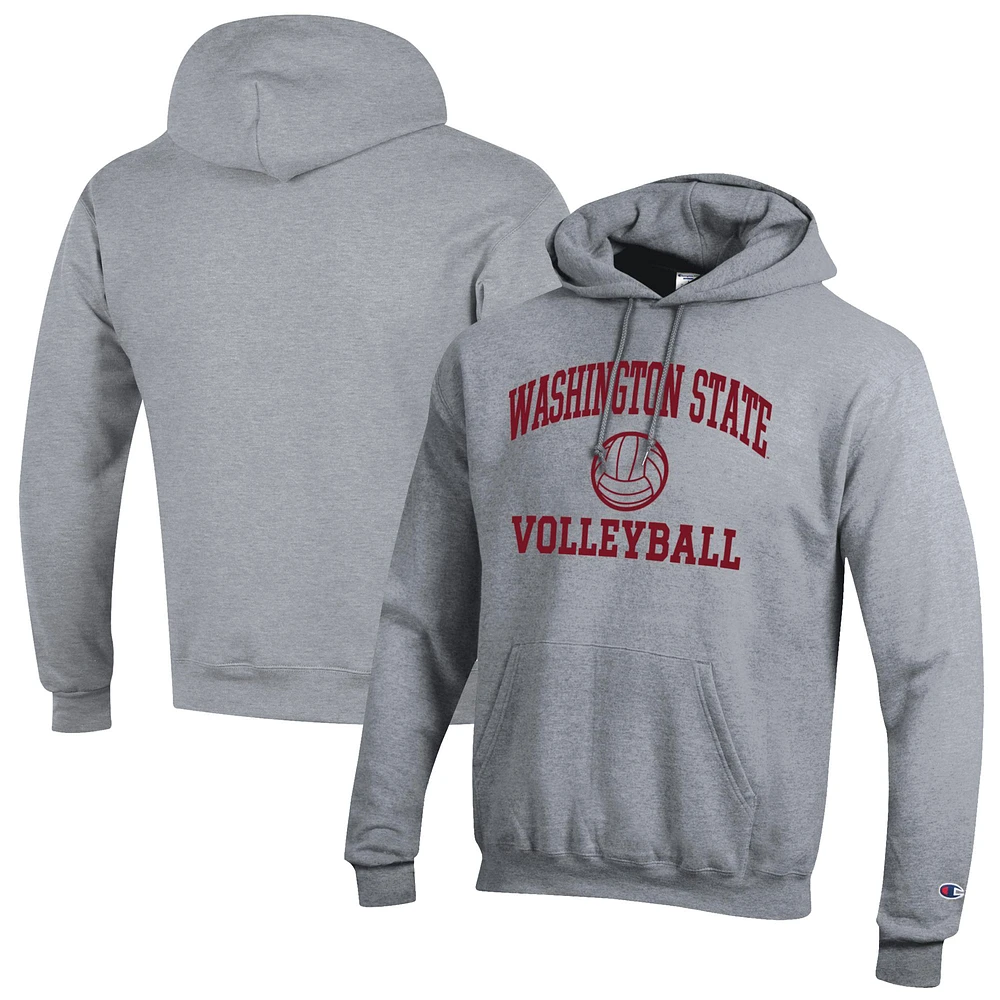 Men's Champion Gray Washington State Cougars Volleyball Icon Pullover Hoodie