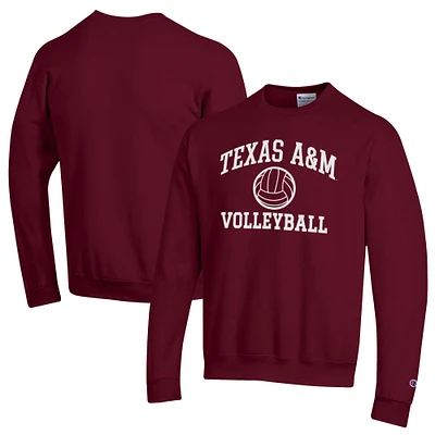 Men's Champion Maroon Texas A&M Aggies Volleyball Icon Pullover Sweatshirt