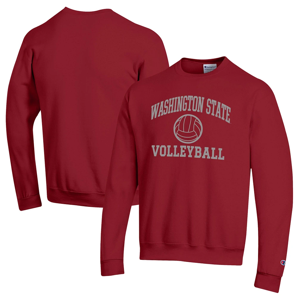 Men's Champion Crimson Washington State Cougars Volleyball Icon Pullover Sweatshirt