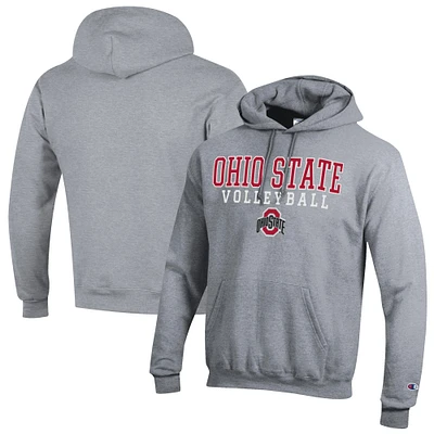 Men's Champion Gray Ohio State Buckeyes Volleyball Stack Pullover Hoodie