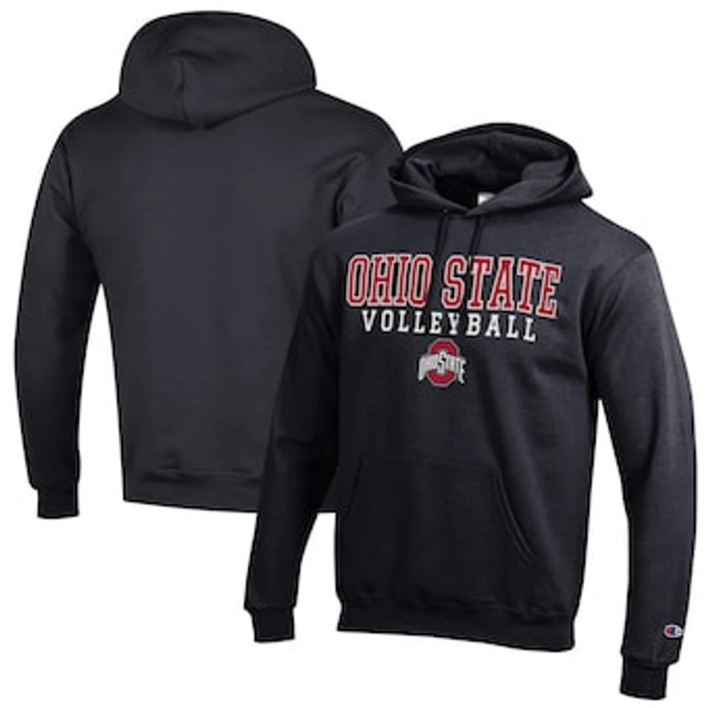Men's Champion Black Ohio State Buckeyes Volleyball Stack Pullover Hoodie