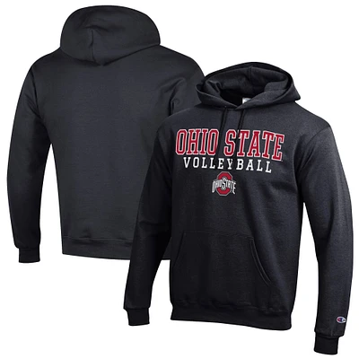 Men's Champion Black Ohio State Buckeyes Volleyball Stack Pullover Hoodie
