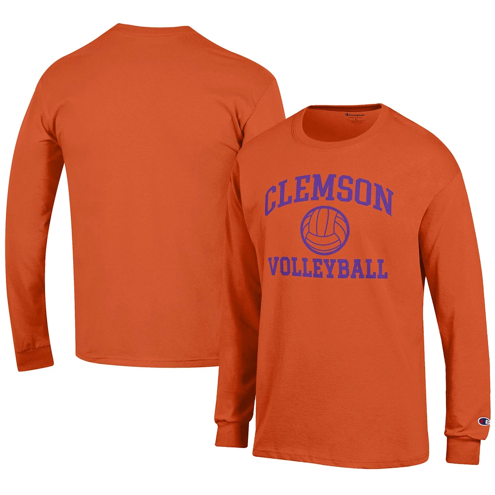 Men's Champion Clemson Tigers Volleyball Icon Long Sleeve T-Shirt