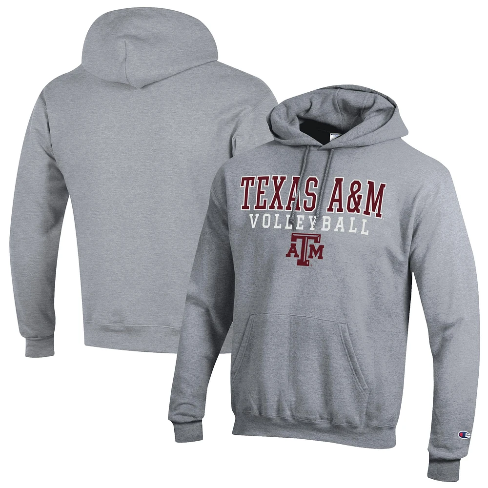 Men's Champion Gray Texas A&M Aggies Volleyball Stack Pullover Hoodie