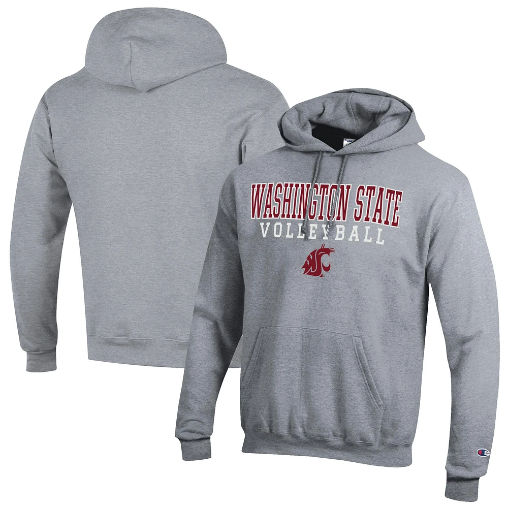 Men's Champion Gray Washington State Cougars Volleyball Stack Pullover Hoodie