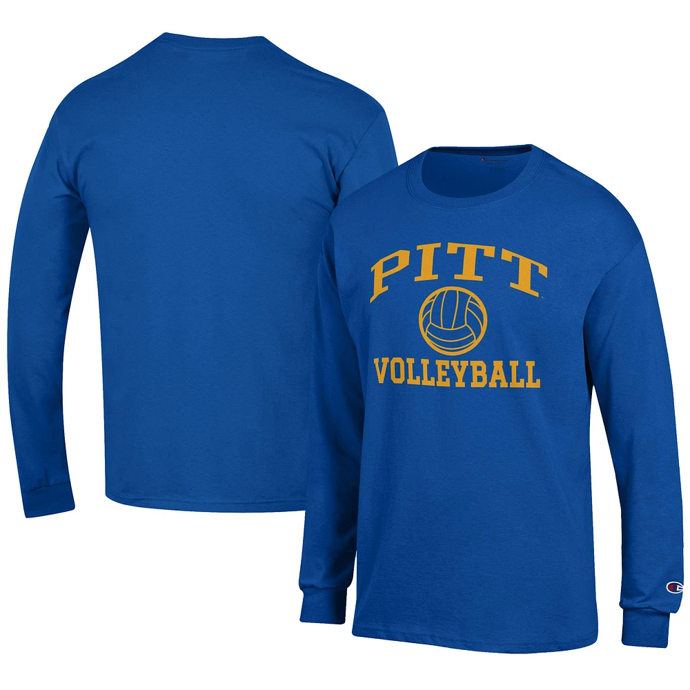 Men's Champion Royal Pitt Panthers Volleyball Icon Long Sleeve T-Shirt