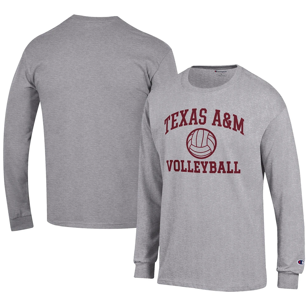 Men's Champion Gray Texas A&M Aggies Volleyball Icon Long Sleeve T-Shirt