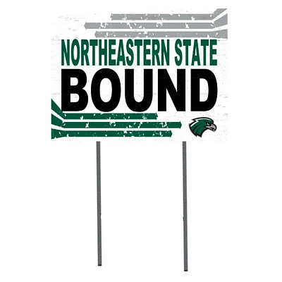 White Northeastern State Riverhawks 18" x 24" Bound Yard Sign