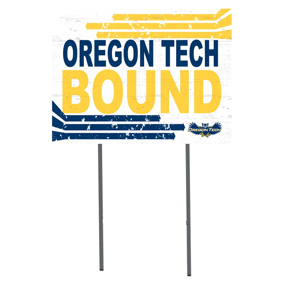 White Oregon Tech Hustlin' Owls 18" x 24" Bound Yard Sign