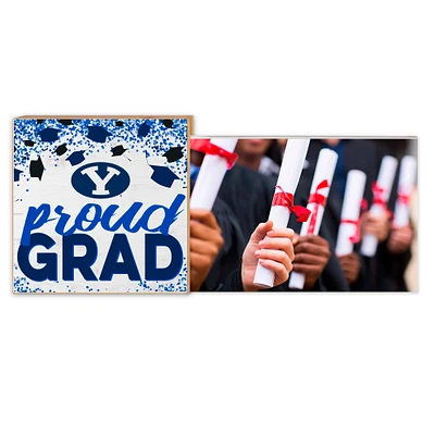 White BYU Cougars 5" x 10.5" Proud Grad Floating Frame
