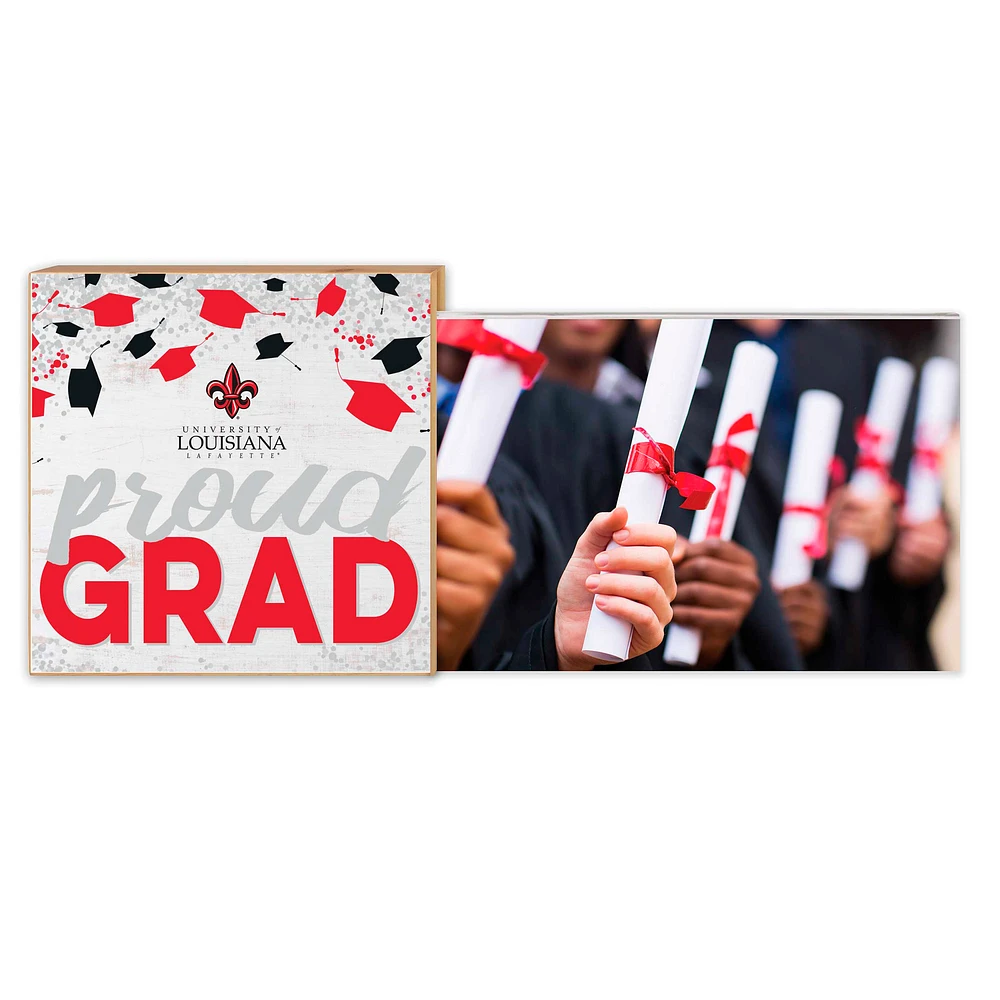 White Louisiana Ragin' Cajuns 5" x 10.5" Proud Grad Floating Frame
