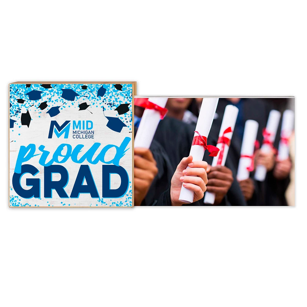 White Mid Michigan College 5" x 10.5" Proud Grad Floating Frame