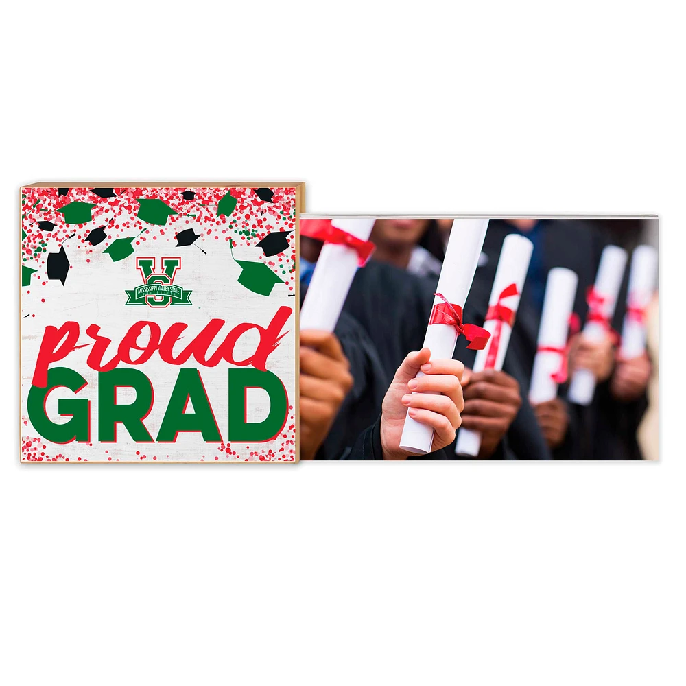 White Miss Valley St Univ Delta Devils 5" x 10.5" Proud Grad Floating Frame