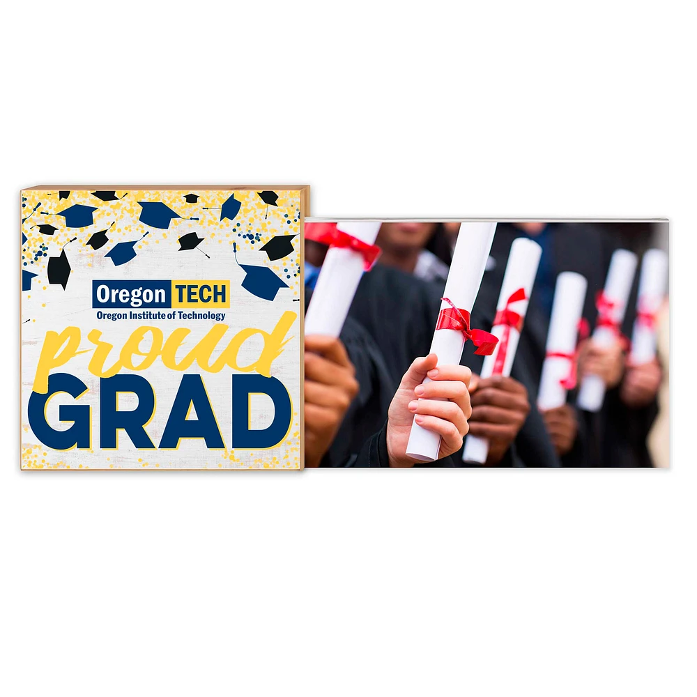 White Oregon Tech Hustlin' Owls 5" x 10.5" Proud Grad Floating Frame