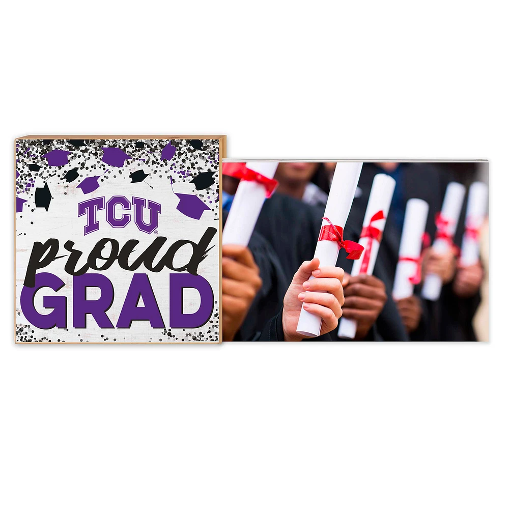 White TCU Horned Frogs 5" x 10.5" Proud Grad Floating Frame