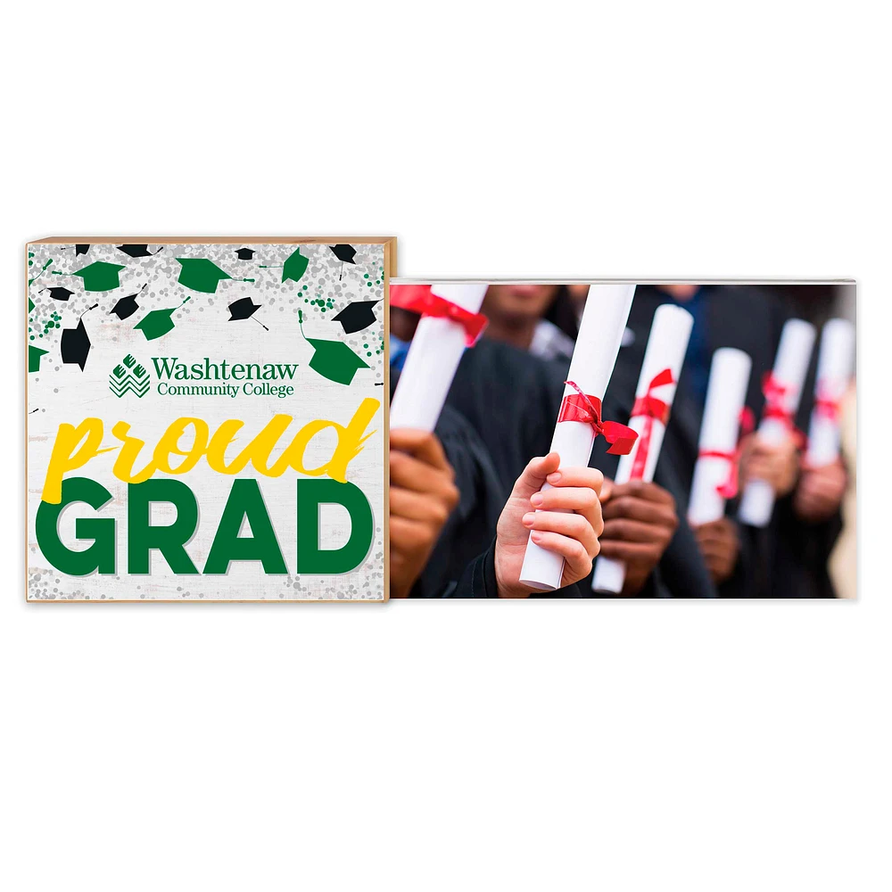White Washtenaw Community College 5" x 10.5" Proud Grad Floating Frame