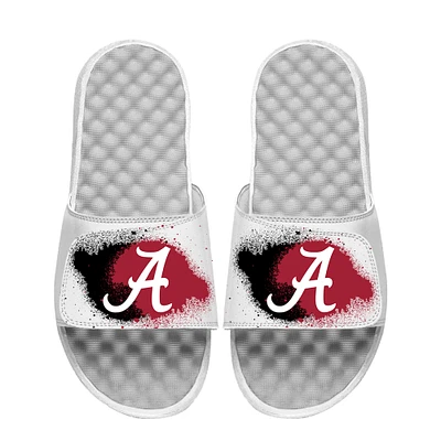 Youth ISlide White Alabama Crimson Tide Spray Paint Slide Sandals
