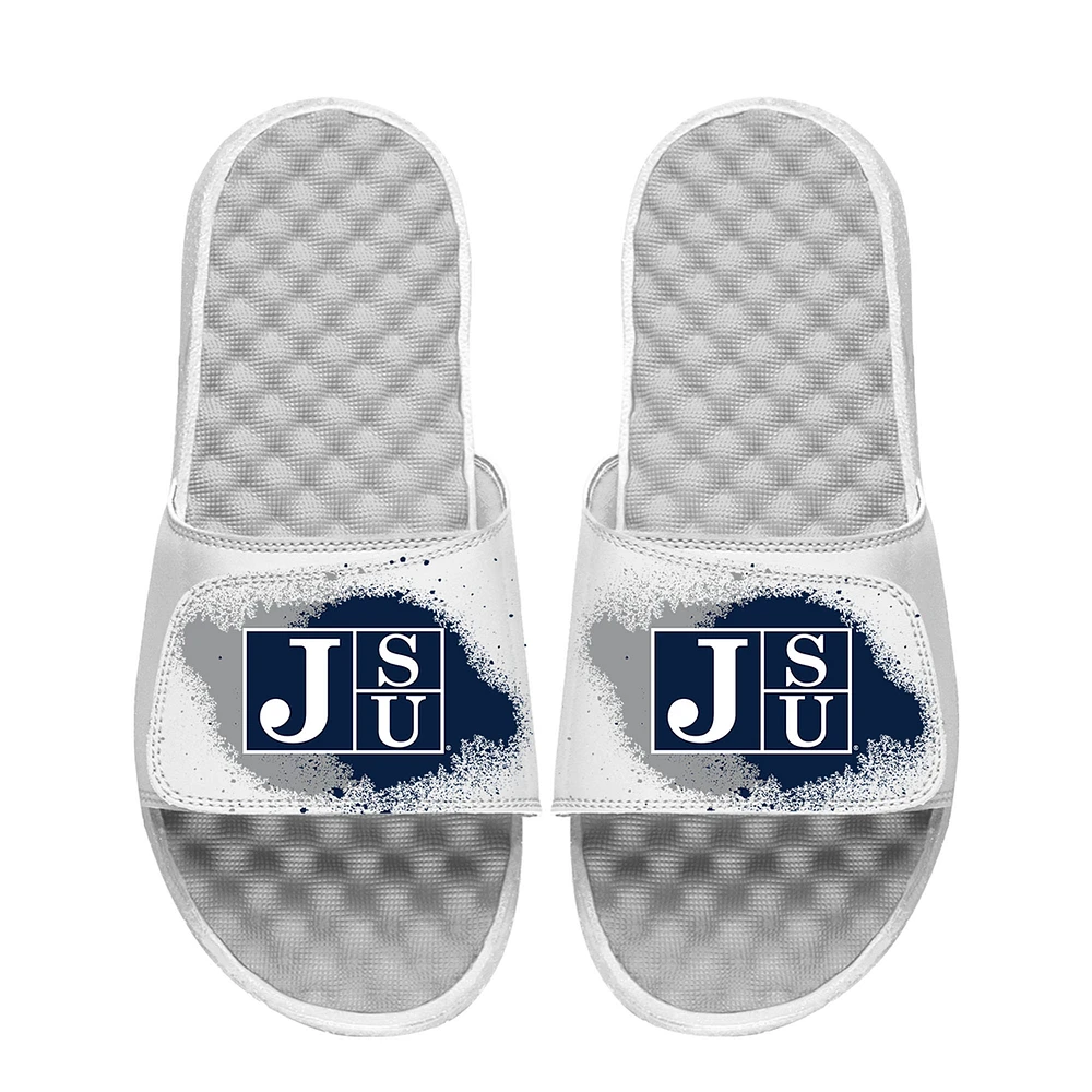 Youth ISlide White Jackson State Tigers Spray Paint Slide Sandals