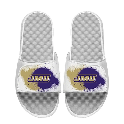 Youth ISlide White James Madison Dukes Spray Paint Slide Sandals