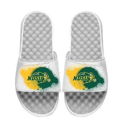 Youth ISlide White NDSU Bison Spray Paint Slide Sandals