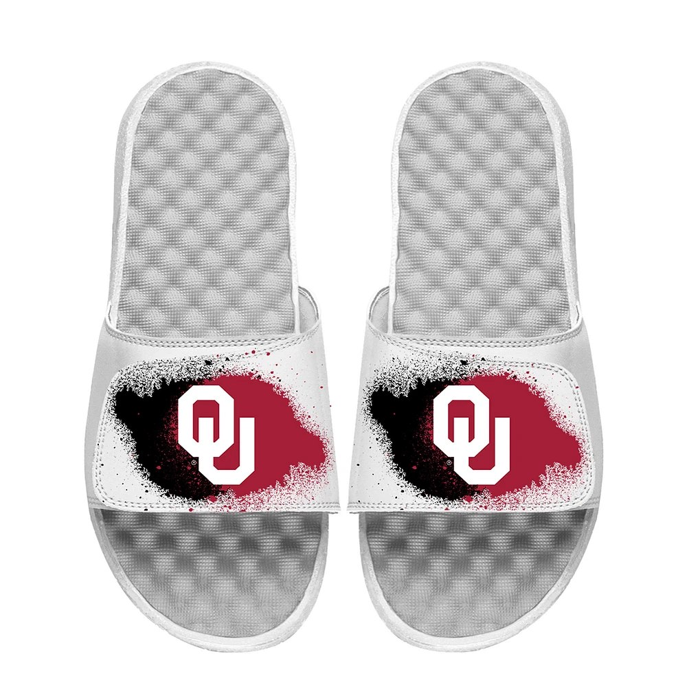 Youth ISlide White Oklahoma Sooners Spray Paint Slide Sandals