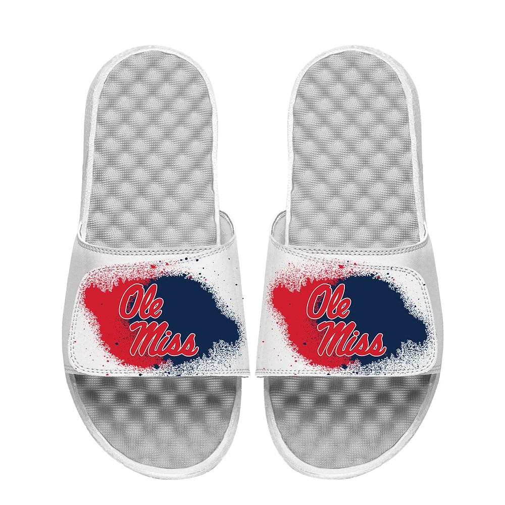 Youth ISlide White Ole Miss Rebels Spray Paint Slide Sandals