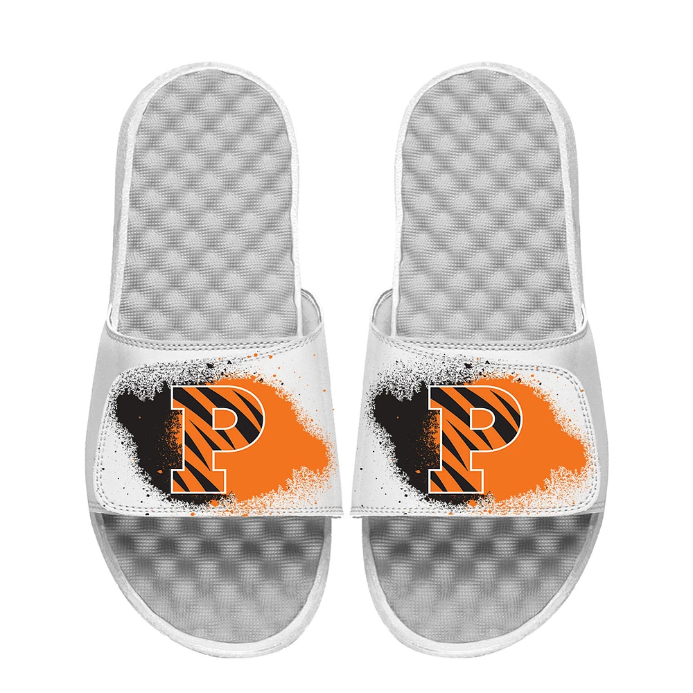 Youth ISlide White Princeton Tigers Spray Paint Slide Sandals