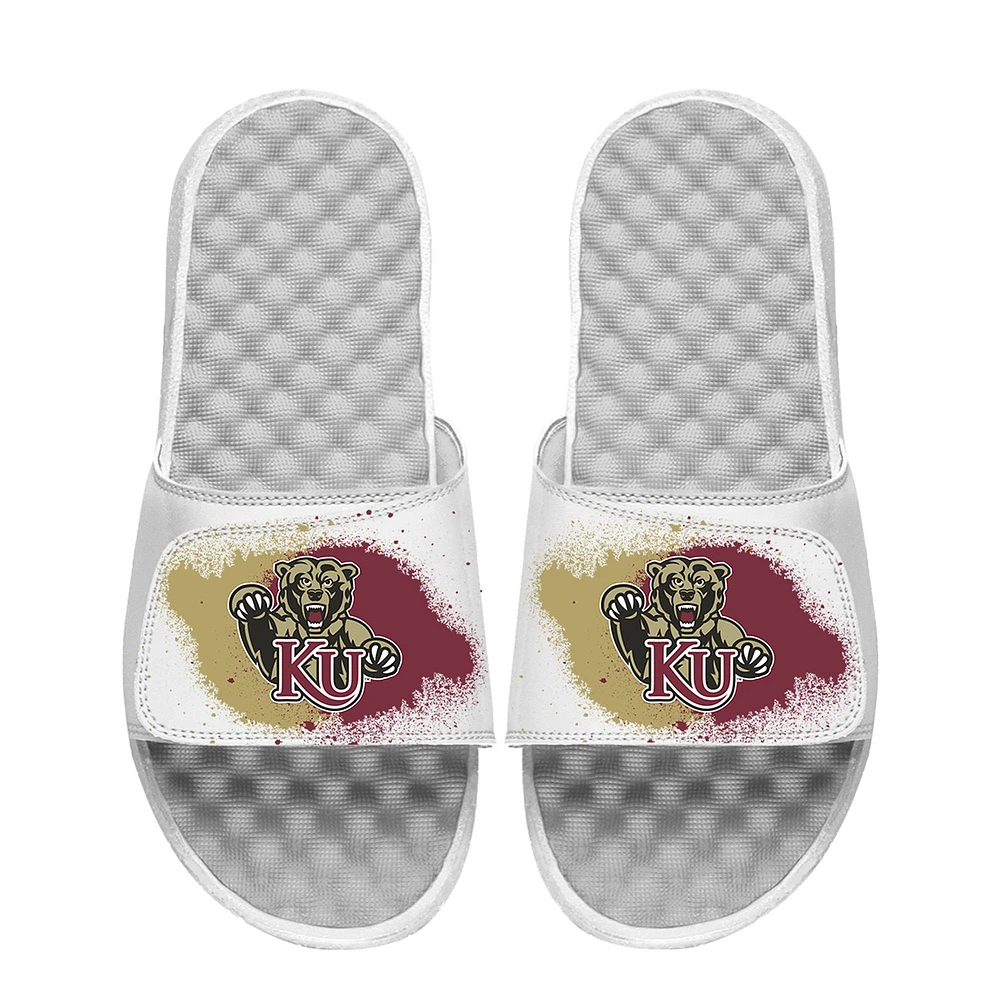 ISlide White Kutztown Golden Bears Spray Paint Logo Slide Sandals