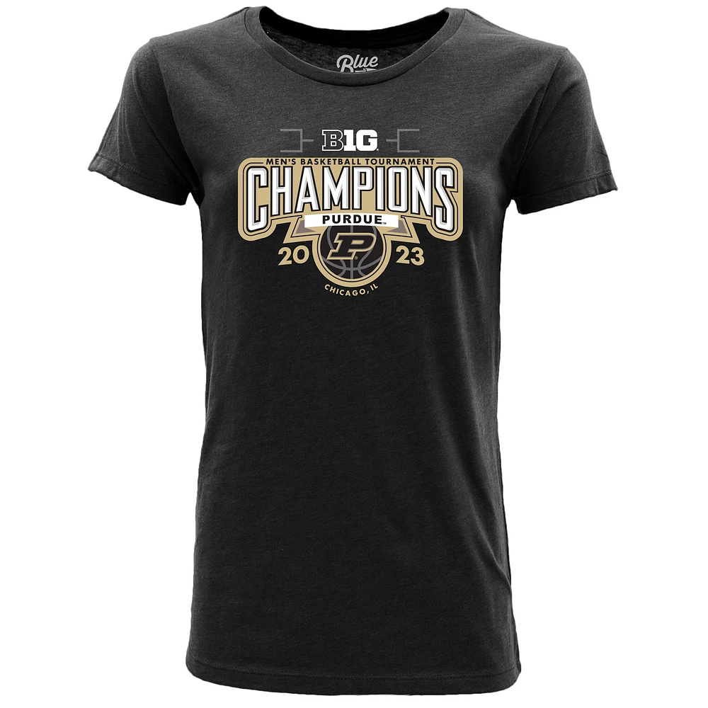 Women's Blue 84 Black Purdue Boilermakers 2023 Big Ten Men's Basketball Conference Tournament Champions Locker Room T-Shirt